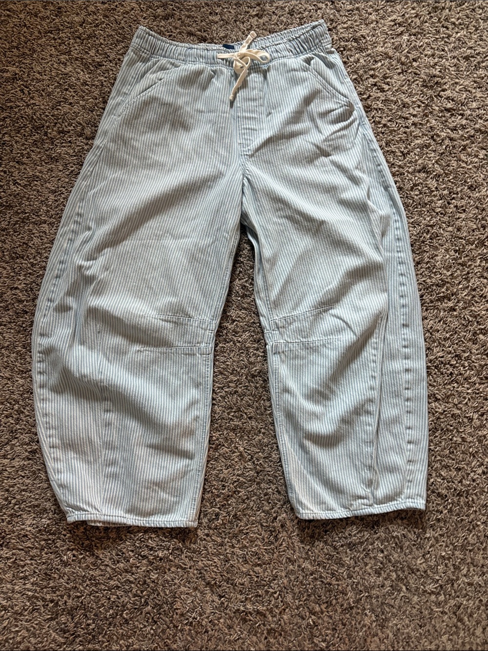 GAP Light Blue Pinstripe Relaxed Drawstring Jeans